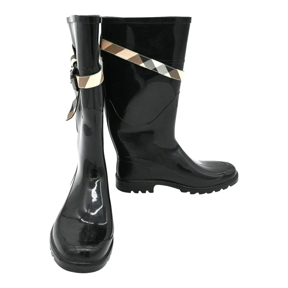 Burberry Black Rubber Rain Boots Size 38